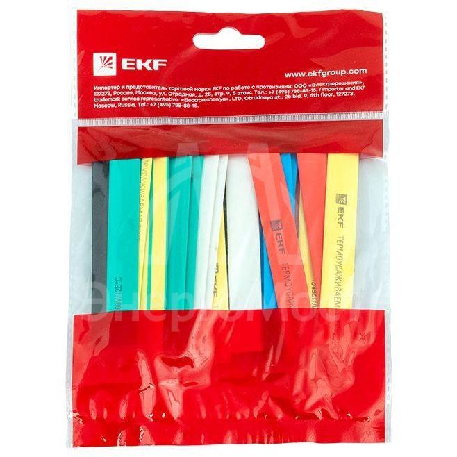 Набор трубок термоусадочных ТУТ нг тонкостен. 8/4 (7 цветов по 3шт 100мм) EKF tut-n-8