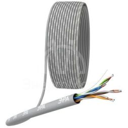 Кабель витая пара U/UTP кат.5E 4х2х24AWG solid CCA PVC Simple сер. (м) Эра Б0044434