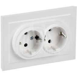 Розетка 2-м СП BRITE РС12-3-БрАБ 16А в сборе с заземл. без защ. шторок арктич. бел. IEK BR-R21-16-K91-F