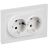 Розетка 2-м СП BRITE РС12-3-БрАБ 16А в сборе с заземл. без защ. шторок арктич. бел. IEK BR-R21-16-K91-F