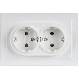 Розетка 2-м СП BRITE РС12-3-БрАБ 16А в сборе с заземл. без защ. шторок арктич. бел. IEK BR-R21-16-K91-F