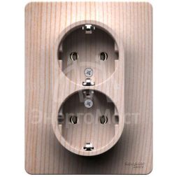 Розетка двойная Glossa 16А с заземл. в сборе сосна SE GSL001524