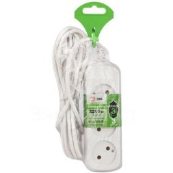 Удлинитель электрический UDL-10-330 Greenline 3 розетки без заземления 3м ПВС 2х0.75кв.мм Эра Б0065072