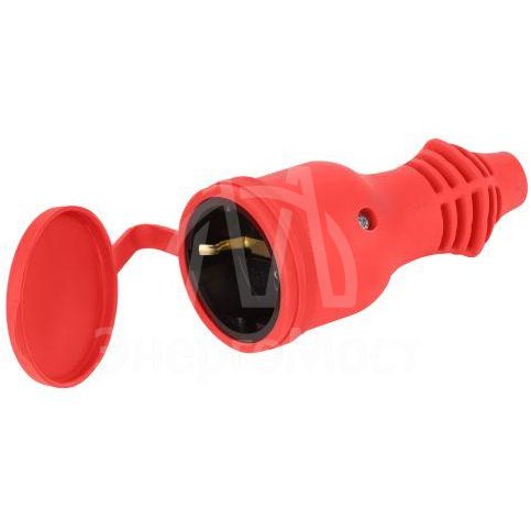 Розетка RX11-R-IP44 прямая с заземл. каучук красн. ЭРА Б0069326