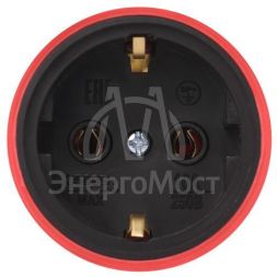 Розетка RX11-R-IP44 прямая с заземл. каучук красн. ЭРА Б0069326