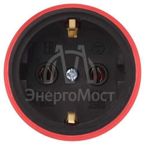 Розетка RX11-R-IP44 прямая с заземл. каучук красн. ЭРА Б0069326