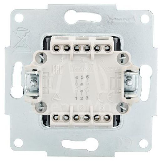 Механизм выключателя проходн. 1-кл.СП VESNA двойной черн. бархат LEZARD 742-4288-106