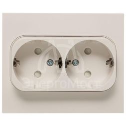 Розетка 2-м СП Стокгольм 16А IP20 с заземл. защ. шторки бел. PROxima EKF EXR16-128-10