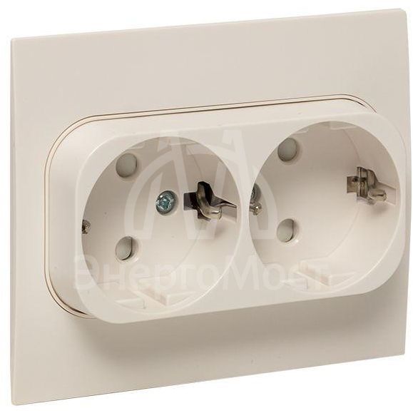 Розетка 2-м СП Стокгольм 16А IP20 с заземл. защ. шторки бел. PROxima EKF EXR16-128-10