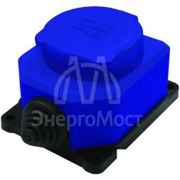Розетка настенная 1-м 1ф &amp;quot;КОМПАКТ&amp;quot; с загл IP44 16А каучук синий UNIVersal 3047