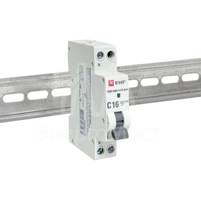 Выключатель автоматический дифференциального тока 1мод. C 16А 30мА тип AC 6кА АВДТ-63М (электрон.) PROxima EKF DA63M-16-30