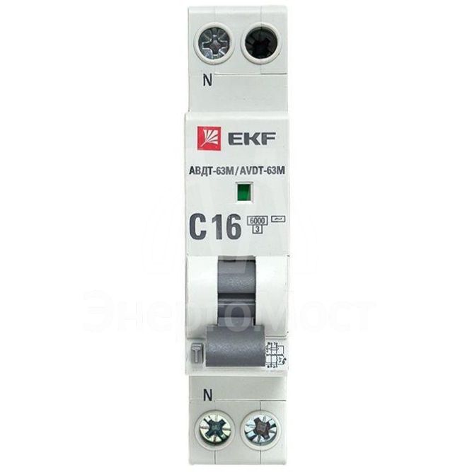 Выключатель автоматический дифференциального тока 1мод. C 16А 30мА тип AC 6кА АВДТ-63М (электрон.) PROxima EKF DA63M-16-30