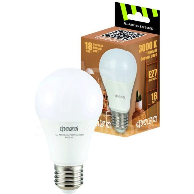 Лампа светодиодная FLL-A60 18Вт E27 3000К 230В 50Гц ФАZА 5038387