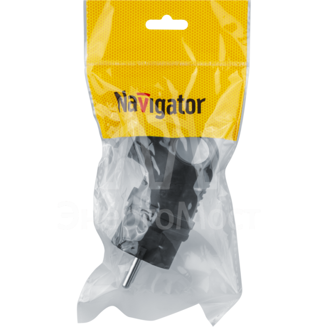 Вилка угловая 61 367 NCA-PLR01-16A-E-IP44-BL с заземл. каучук черн. Navigator 61367
