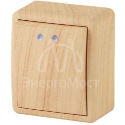 Выключатель 1-кл. ОП Эра Эксперт 10А IP20 11-1202-11 250В 10AX с подсветкой сосна Эра Б0020659