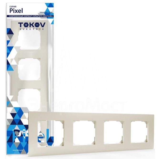 Рамка 4-м Pixel универс. беж. TOKOV ELECTRIC TKE-PX-RM4-C02