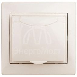 Розетка СП Plano 2P+E Schuko 1-203-02 16А-250В с крышкой IP20 сл. кость Intro Б0027612