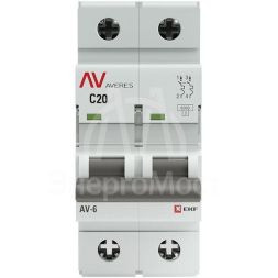 Выключатель автоматический модульный 2п C 20А 6кА AV-6 AVERES EKF mcb6-2-20C-av