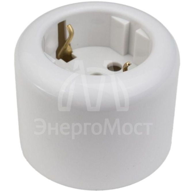 Розетка двухполюсная с ЗК R пластик бел. Bironi R1-101-21