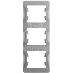 Рамка 3-м Glossa верт. алюм. SchE GSL000307