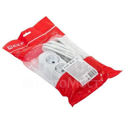 Удлинитель 3х5м с заземл. 16А IP20 Эксперт 3.0кВт ПВС 3х1 PROxima EKF UBA16-310-3-05