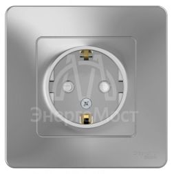Розетка 1-м СП BLANCA 16А 250В защ. шторки с заземл. алюм. SchE BLNRS001113