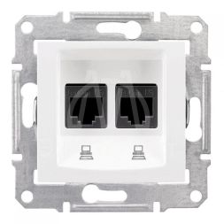 Механизм розетки комп. 1-м СП Sedna RJ45 + RJ45 бел. SchE SDN4400121
