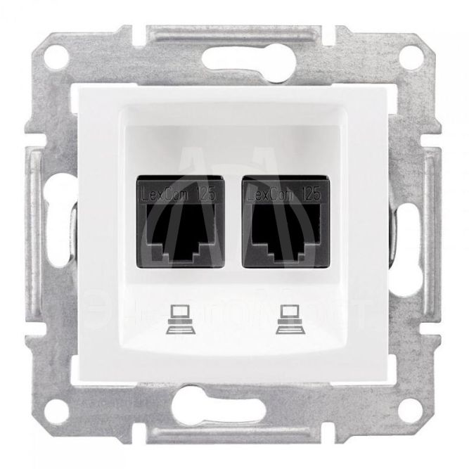 Механизм розетки комп. 1-м СП Sedna RJ45 + RJ45 бел. SchE SDN4400121