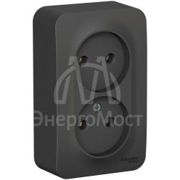 Розетка 2-м ОП BLANCA 16А 250В без шторок без заземл. изол. пласт. антрацит SchE BLNRA000216