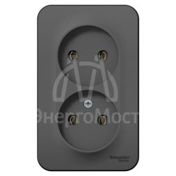 Розетка 2-м ОП BLANCA 16А 250В без шторок без заземл. изол. пласт. антрацит SchE BLNRA000216