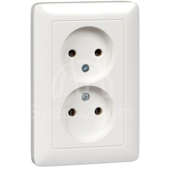 Розетка 2-м СП Хит 16А IP21 без заземл. без защ. шторок бел. SchE RS16-235-B