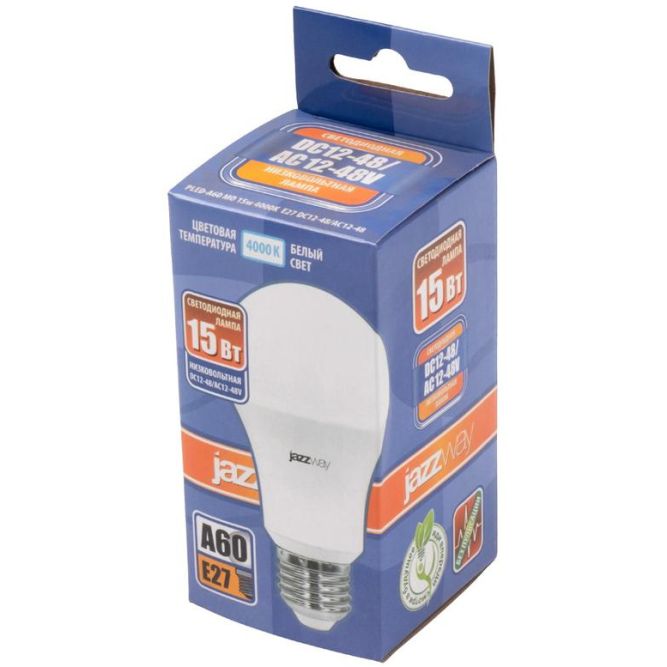 Лампа светодиодная низковольтная PLED-A60 MO 15Вт 4000К холод. бел. E27 12-48В AC/DC JazzWay 5050563