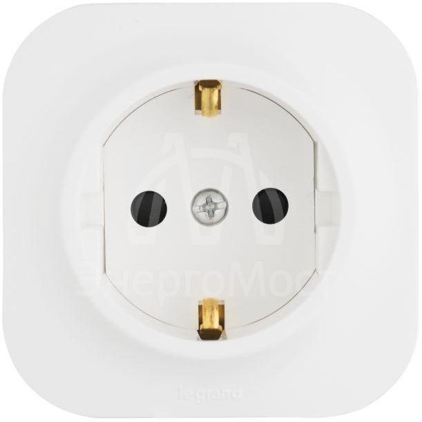 Розетка 1-м ОП Quteo 16А с заземл. бел. Leg 782211