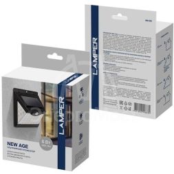 Светильник NEW AGE на солнечной батарее датчик движения; освещенности кнопка вкл/выкл герметичная фасадная 3 режима работы LED COB Lamper 602-236