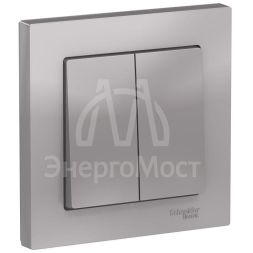 Выключатель 2-кл. СП AtlasDesign 10А IP20 (сх. 5) 10AX в сборе алюм. SE ATN000352