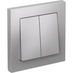 Выключатель 2-кл. СП AtlasDesign 10А IP20 (сх. 5) 10AX в сборе алюм. SE ATN000352