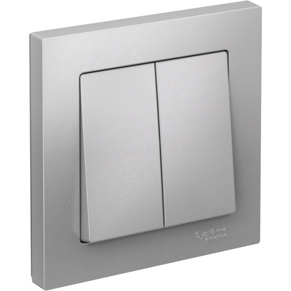 Выключатель 2-кл. СП AtlasDesign 10А IP20 (сх. 5) 10AX в сборе алюм. SE ATN000352