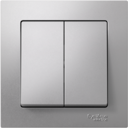 Выключатель 2-кл. СП AtlasDesign 10А IP20 (сх. 5) 10AX в сборе алюм. SE ATN000352