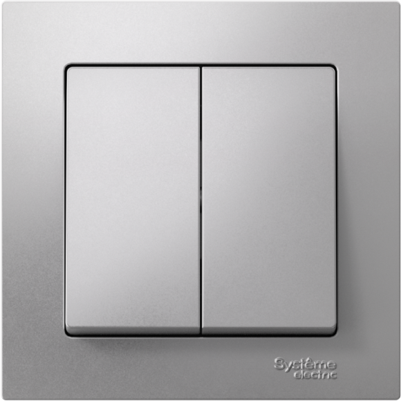 Выключатель 2-кл. СП AtlasDesign 10А IP20 (сх. 5) 10AX в сборе алюм. SE ATN000352