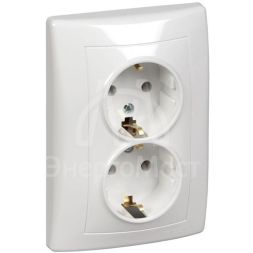 Розетка 2-м СП Sedna без защ. шторок с заземл. бел. SchE SDN3000621