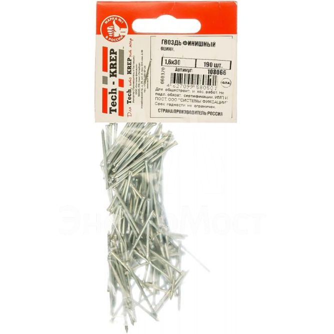 Гвоздь финишный оцинк. 1.6х30 (уп.190шт) Tech-KREP 108066
