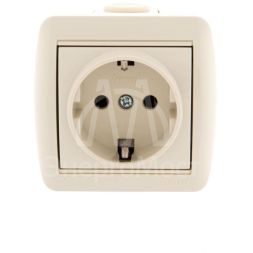 Розетка 1-м ОП Ната керам. с заземл. крем. LEZARD 710-0300-122