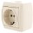 Розетка 1-м ОП Ната керам. с заземл. крем. LEZARD 710-0300-122