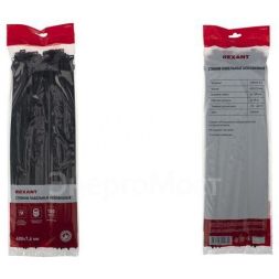 Хомут кабельный 7.6х400 нейл. черн. (уп.100шт) Rexant 07-0401-8