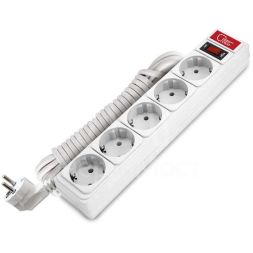 Удлинитель с сетевым фильтром 5х5м 10А ПВС 3х0.75 бел. Союз 1327