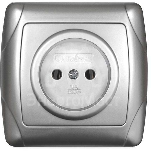 Розетка 1-м СП Маргарита 16А IP20 без заземл. серебр. UNIVersal М0022-S