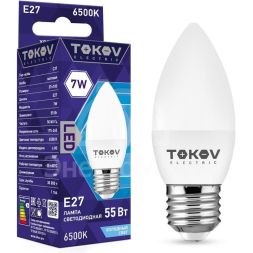 Лампа светодиодная 7Вт С37 6500К Е27 176-264В TOKOV ELECTRIC TKE-C37-E27-7-6.5K