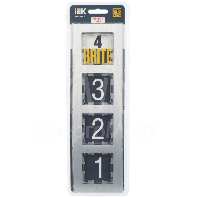 Рамка 4-м BRITE РУ-4-1-БрА металл алюм. IEK BR-M42-M-K47
