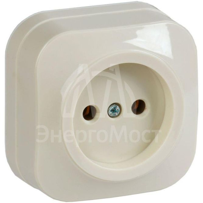 Розетка 1-м ОП GLORY РС20-2-ХК 10А без заземл. крем. IEK ERH10-K33-10
