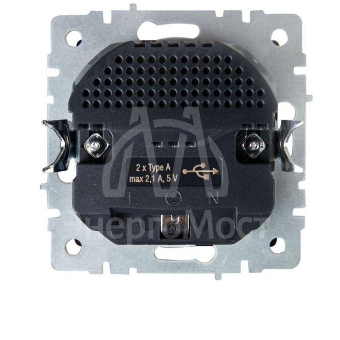 Розетка BRITE РЮш10-1-БрГ 16А с USB A+A 2.1А с заземл. защ. шторки графит IEK BR-R14-16-U21-D21-K53